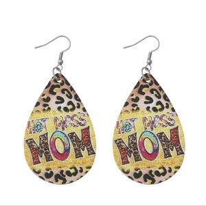 New In Package HOT MESS MOM Dangle Earrings Faux Leather
